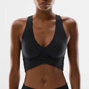 Aritzia Golden Butter Volley Sports Bra SIZE MEDIUM in Black Deep V Neck